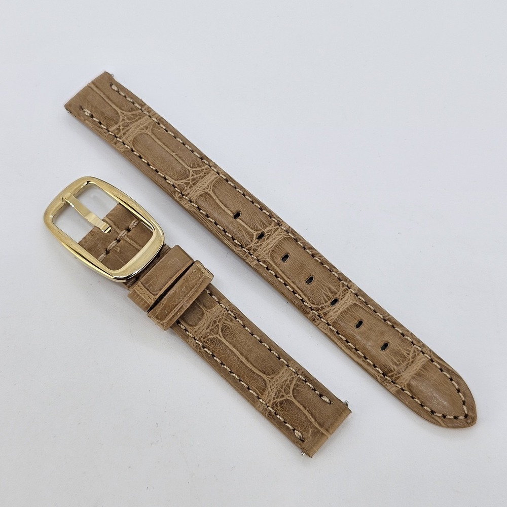 12MM Shinola Women's Light Brown Leather Watch Band Straps Gold Buckle 12MM